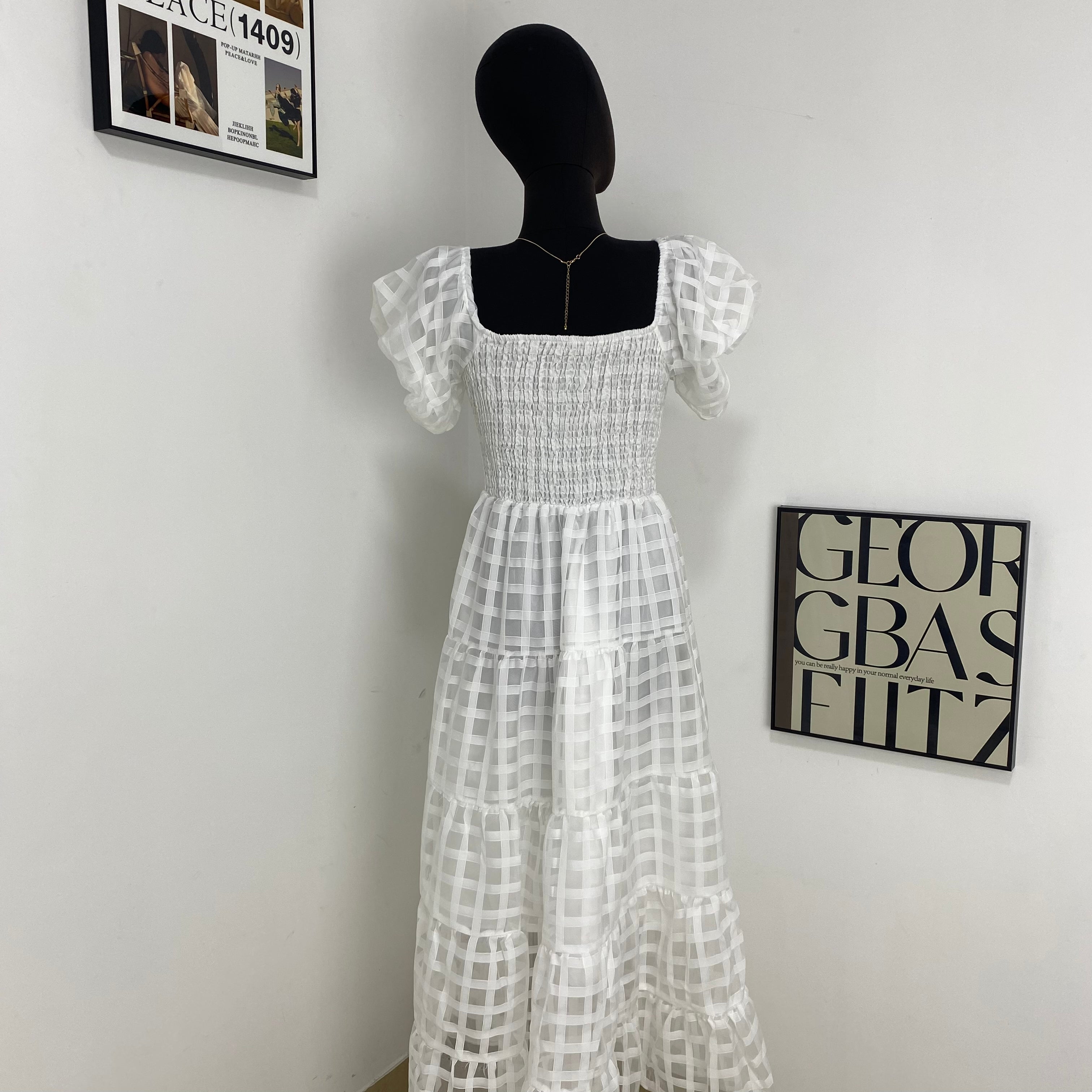 Lantern Sleeve Layered Dress