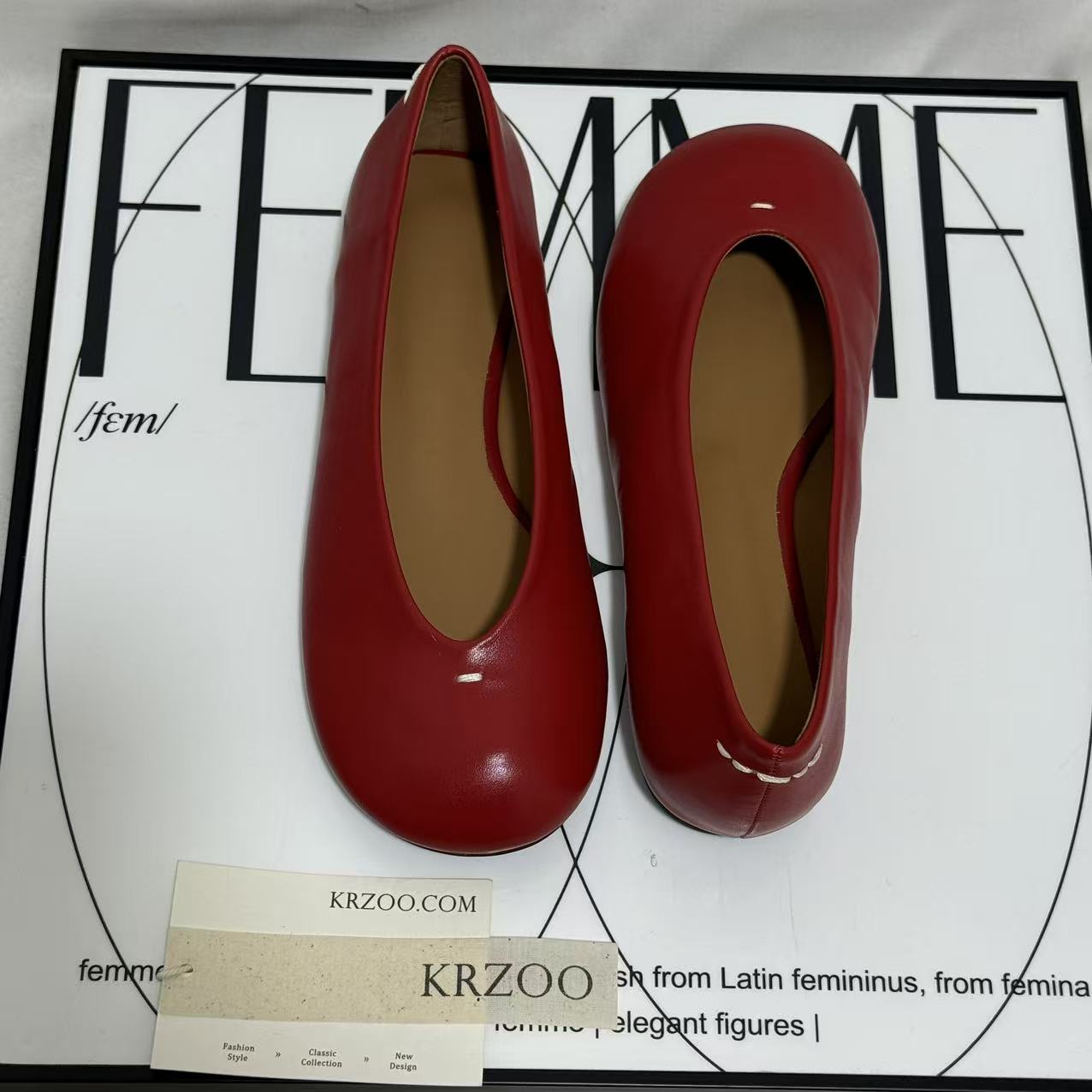 Round-Toed Little Red Slip-Ons