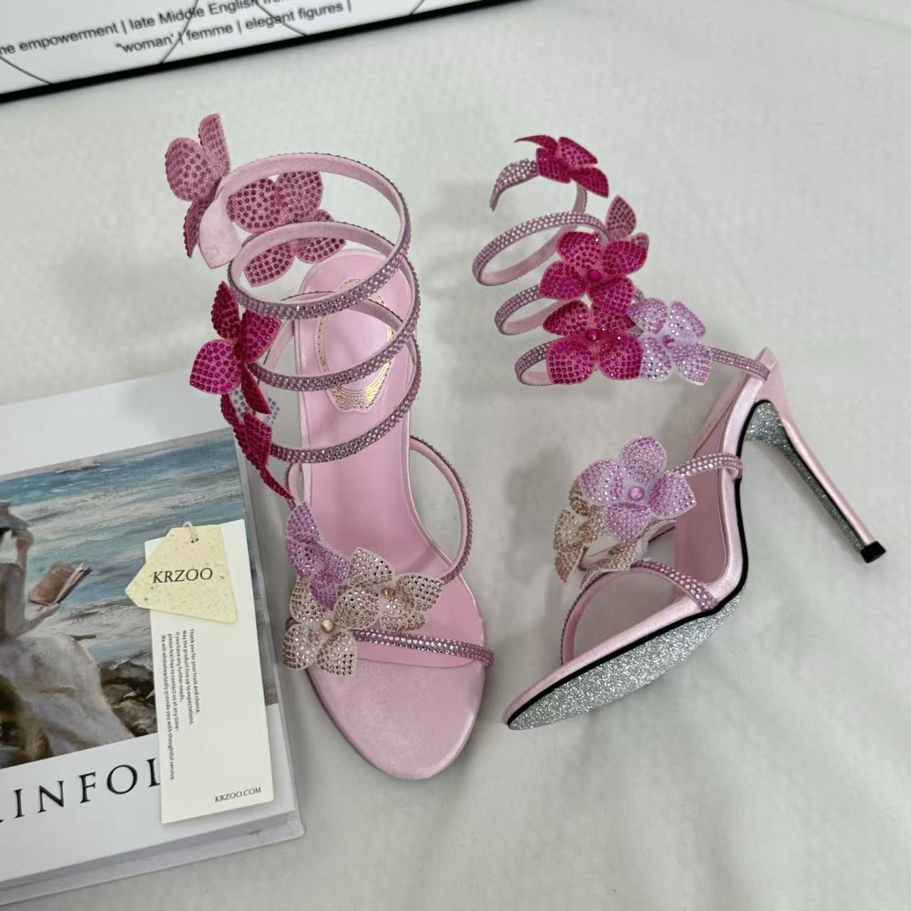 Stiletto Floral Butterfly High Heels