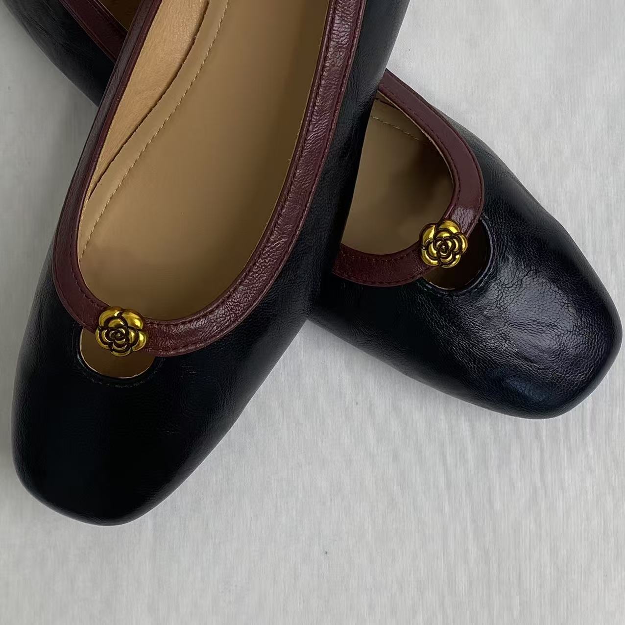Camellia flower flat shoes