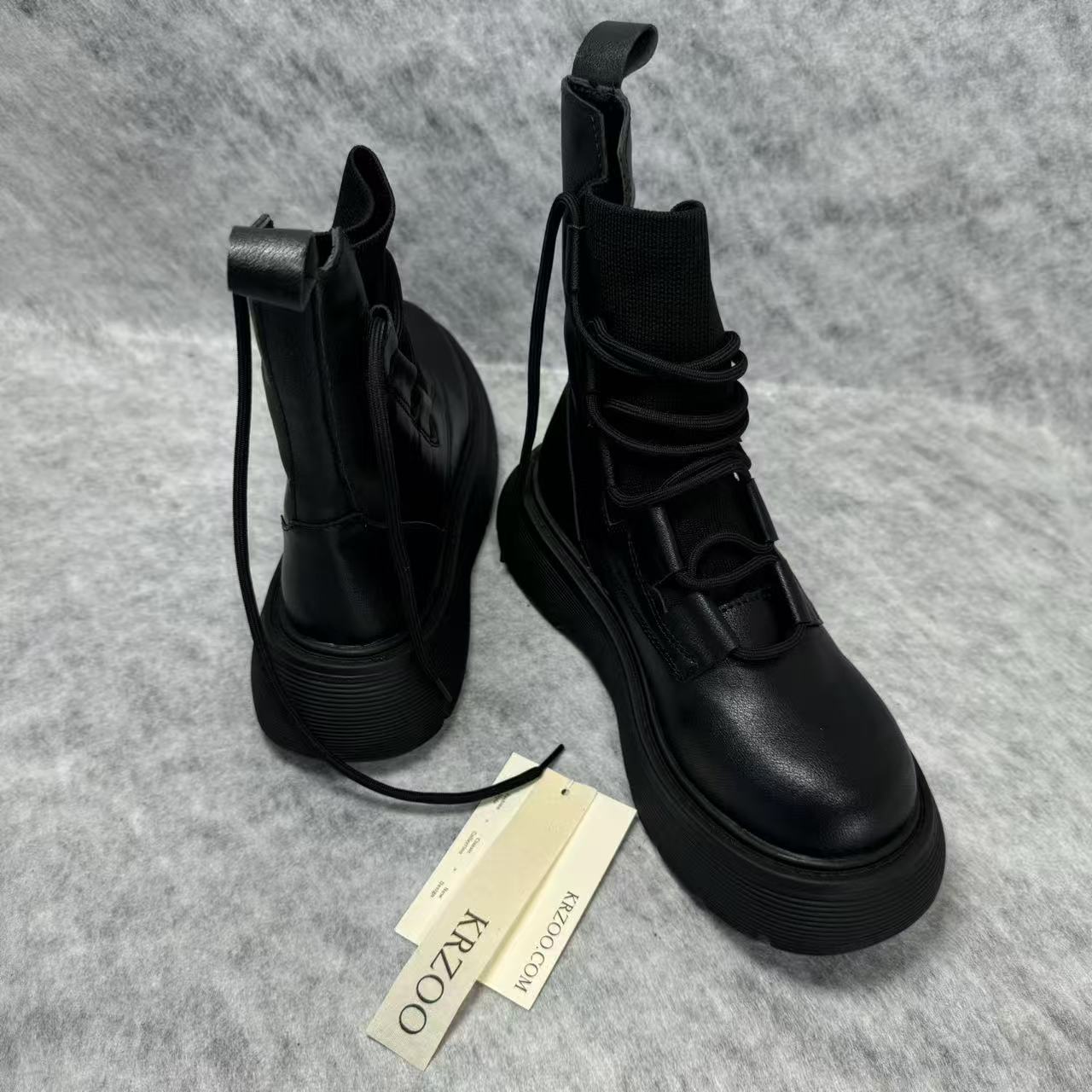 Knitted patchwork Martin ankle boots