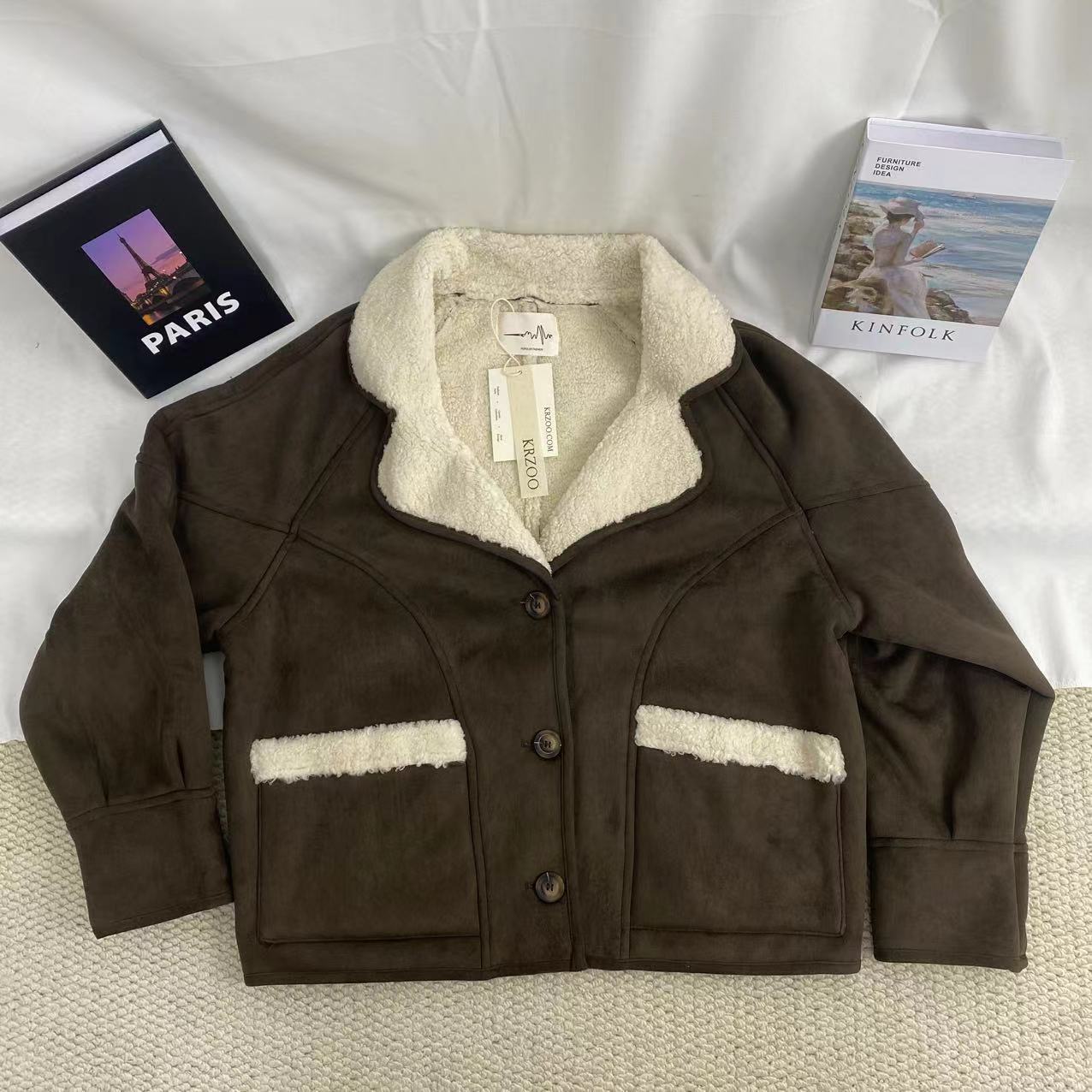 Loose-Fitting Suede And Shearling Coat