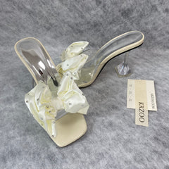 Bows-knotted thin-soled loafers
