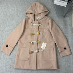 Solid-color double-buttoned woolen coat
