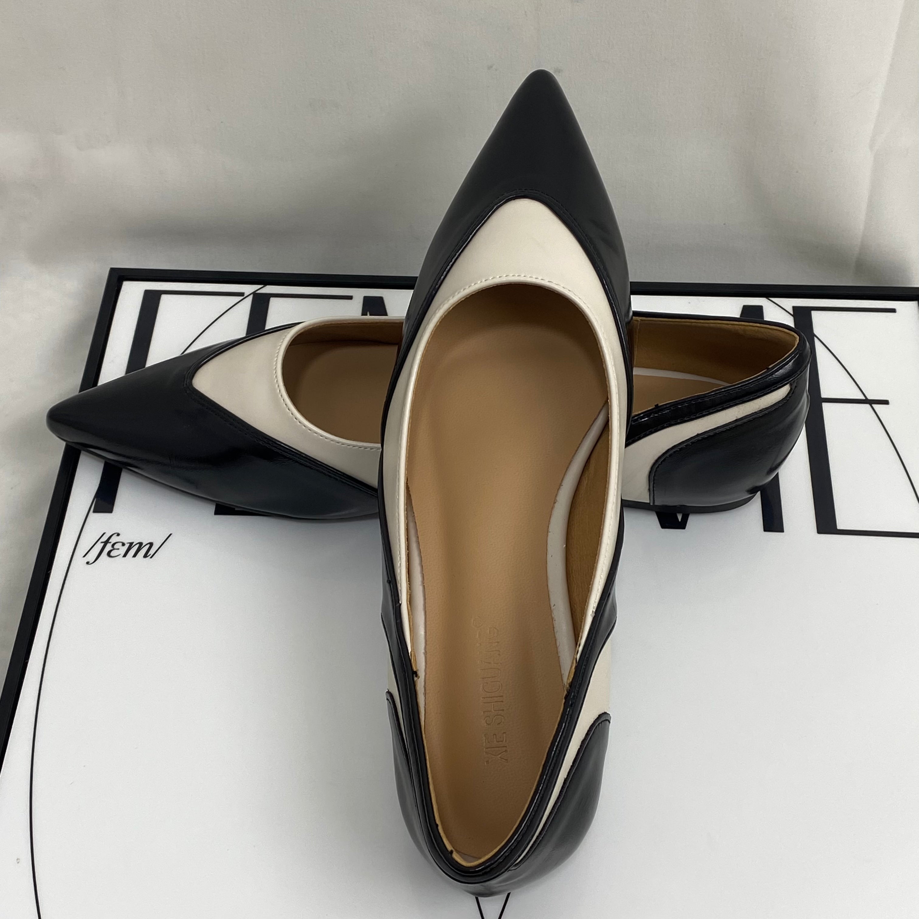 Two-Tone Pointed-Toe Low Heels