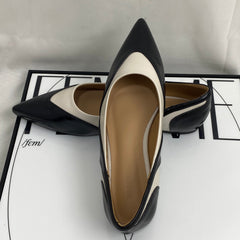 Two-Tone Pointed-Toe Low Heels