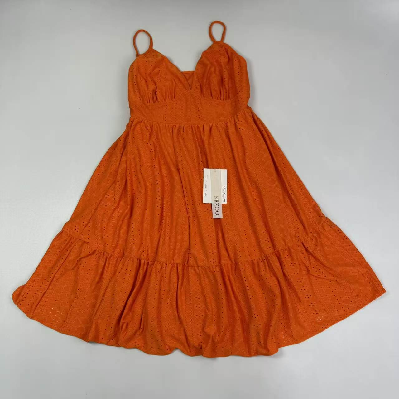 Orange open V-neck halter dress