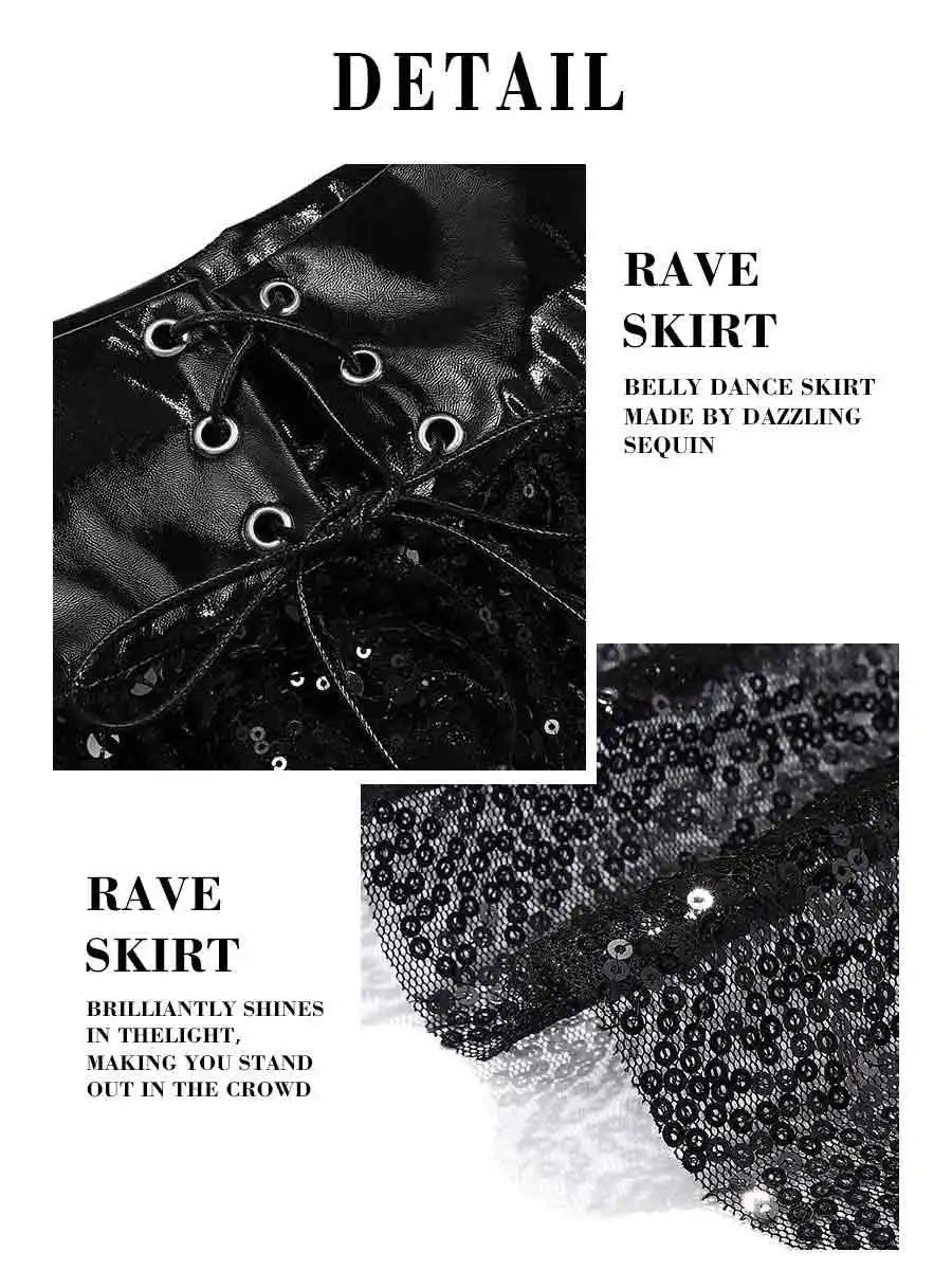 Sparkly Black Mini Skirt For Holidays And Celebrations