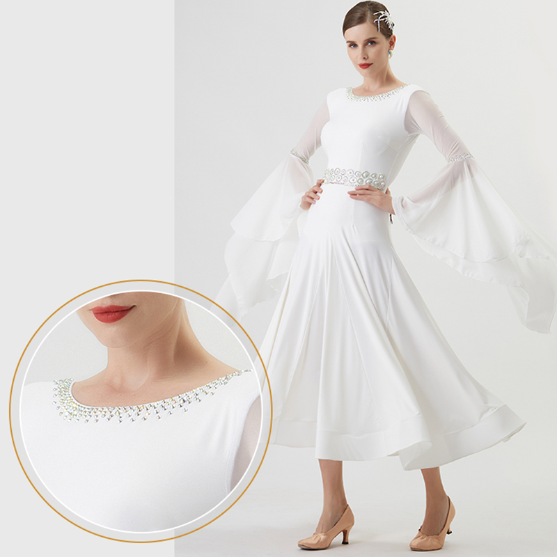 YUN Customisable-Women's Long Sleeve DiamonDress For Ballroom Dancing standard/Smooth Dress