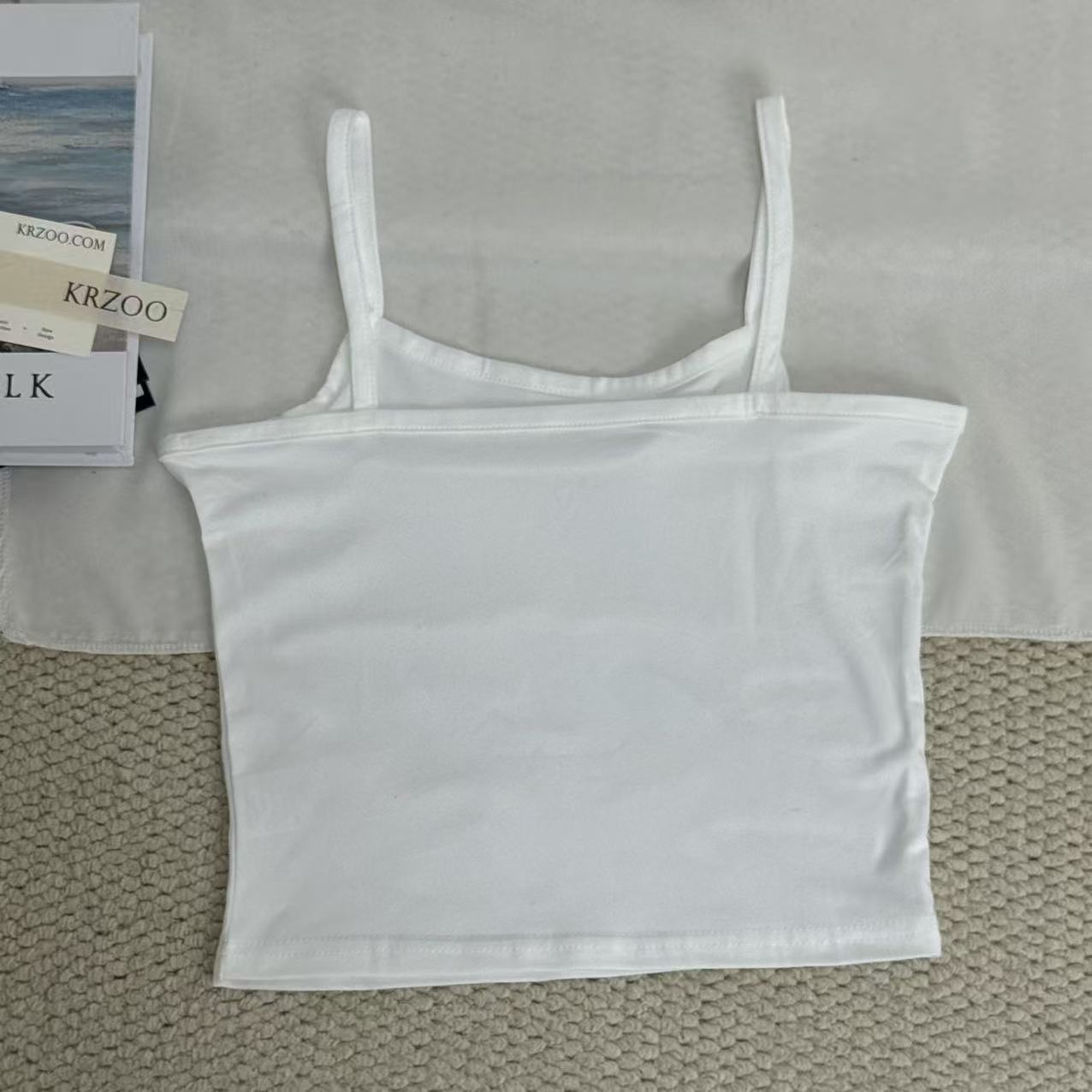 Small fish print short-sleeved halter top