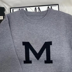 Solid Color Letter Sweater