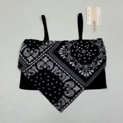 Strapless short-sleeved top with scarf design