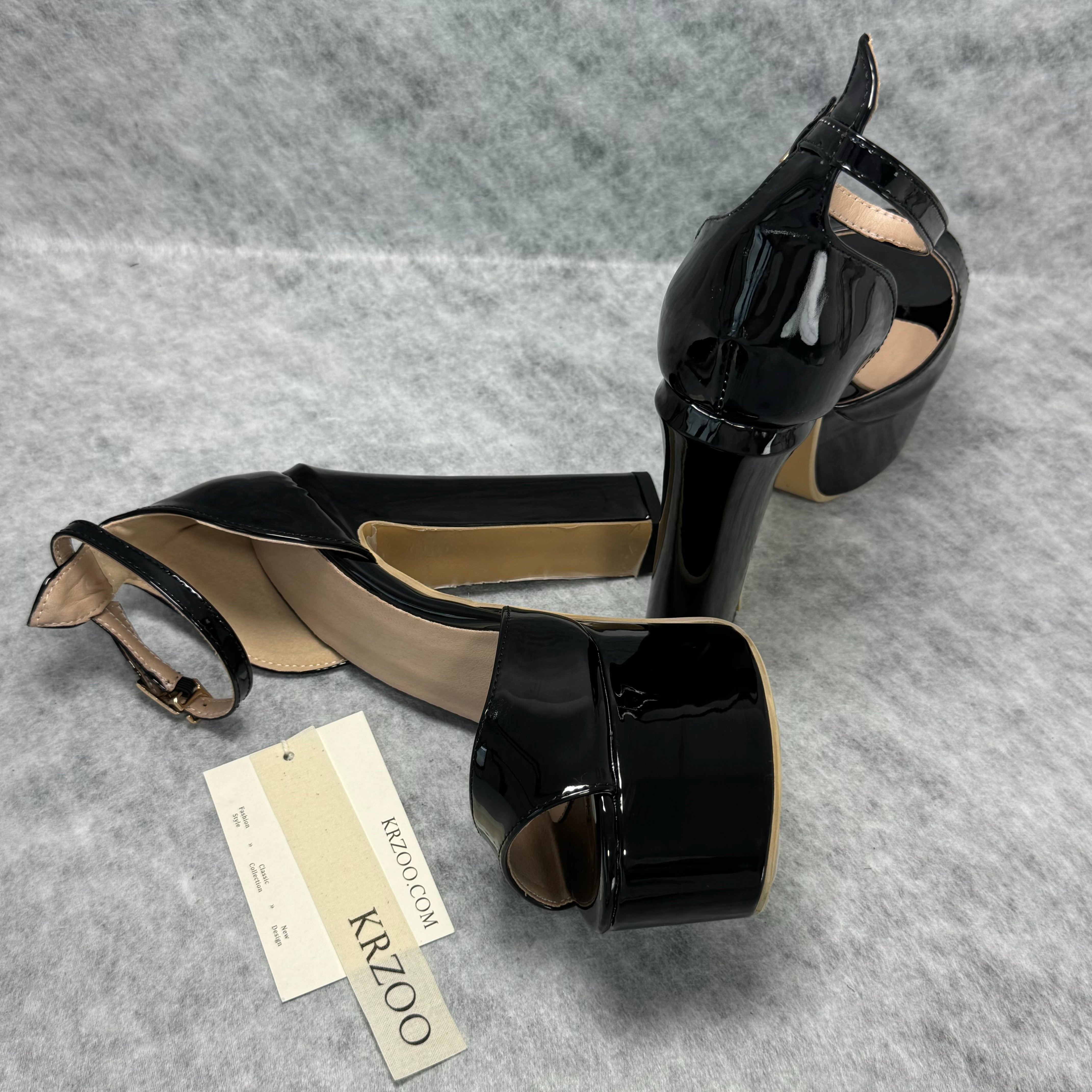 Waterproof platform mid-heel thick-soled high heel