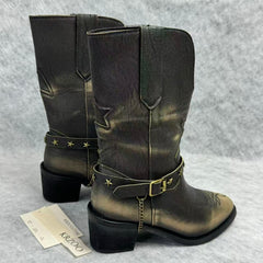 Painted and distressed western cowboy boots