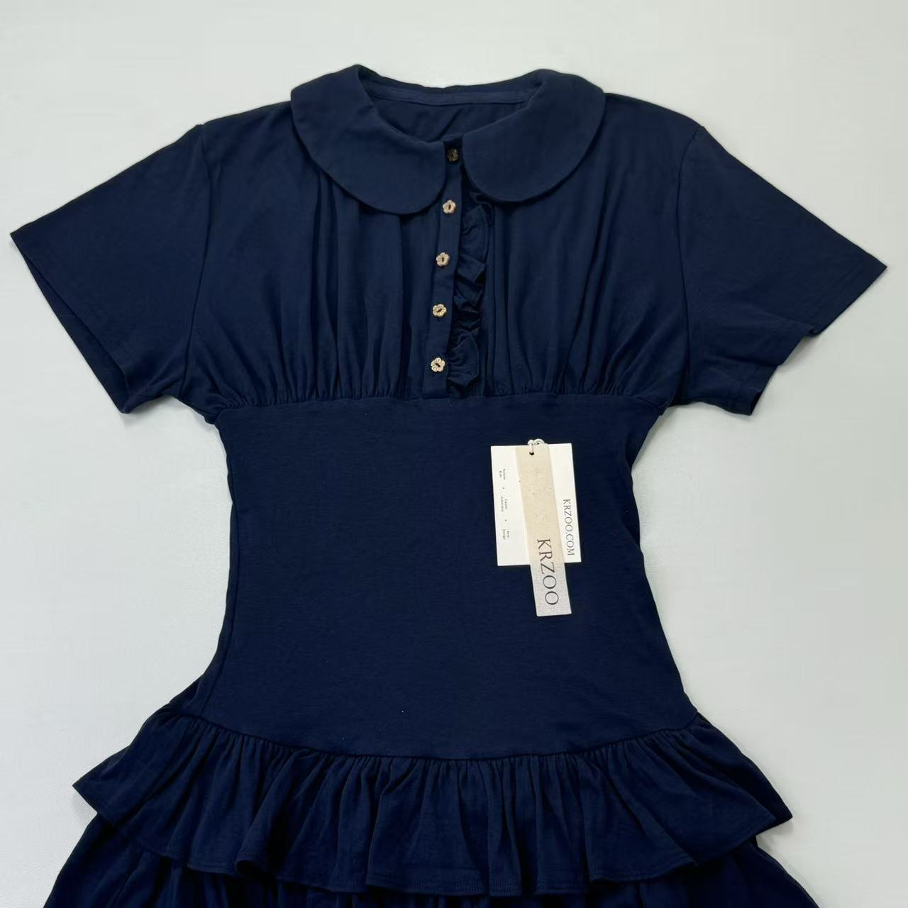Ruffled hemmed shoulder-sleeved dress