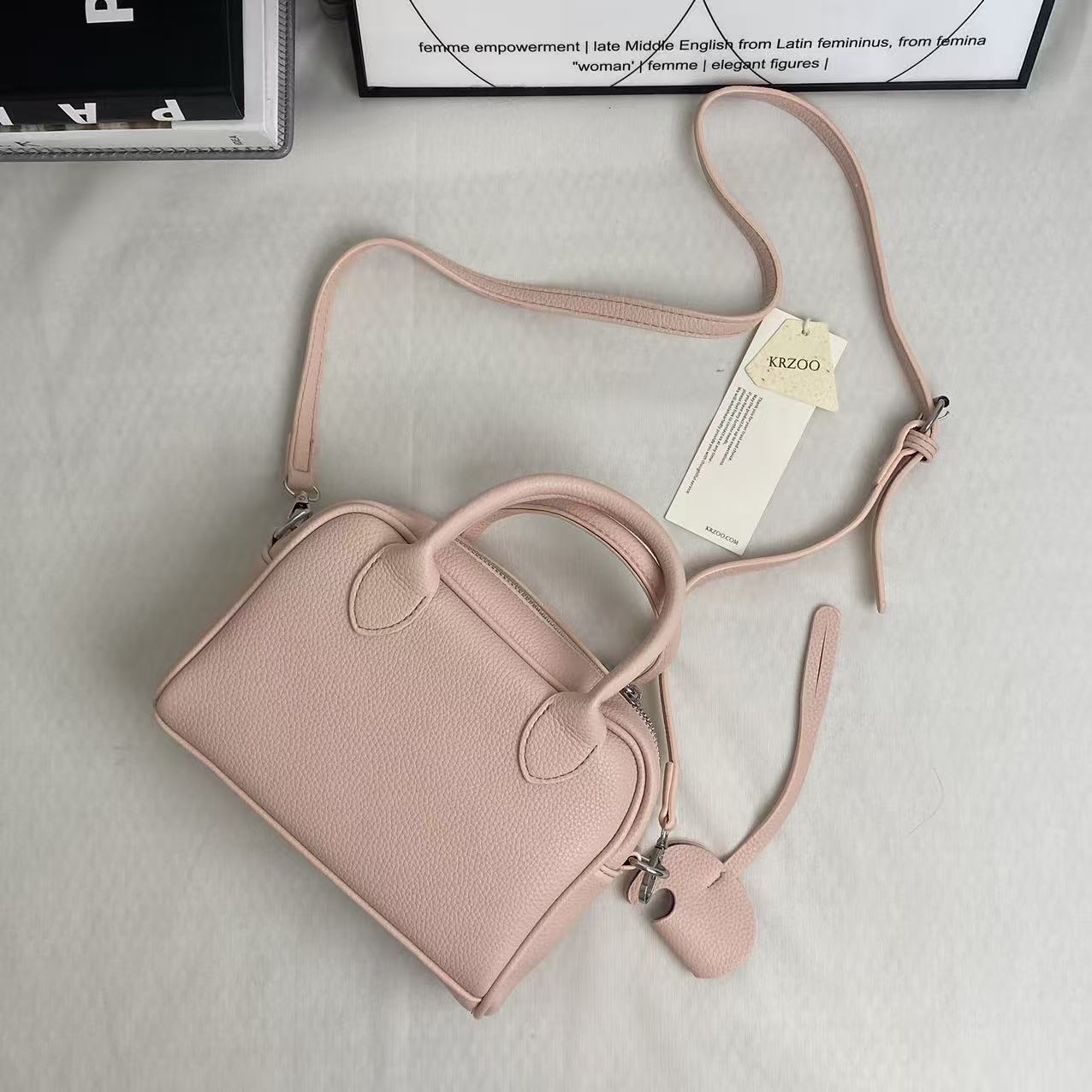 Litchi-patterned shell crossbody bag