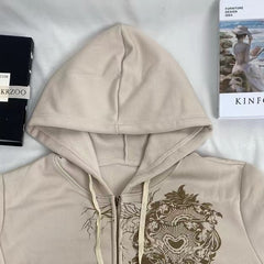 Street  Style Printed ip-Up Jacket