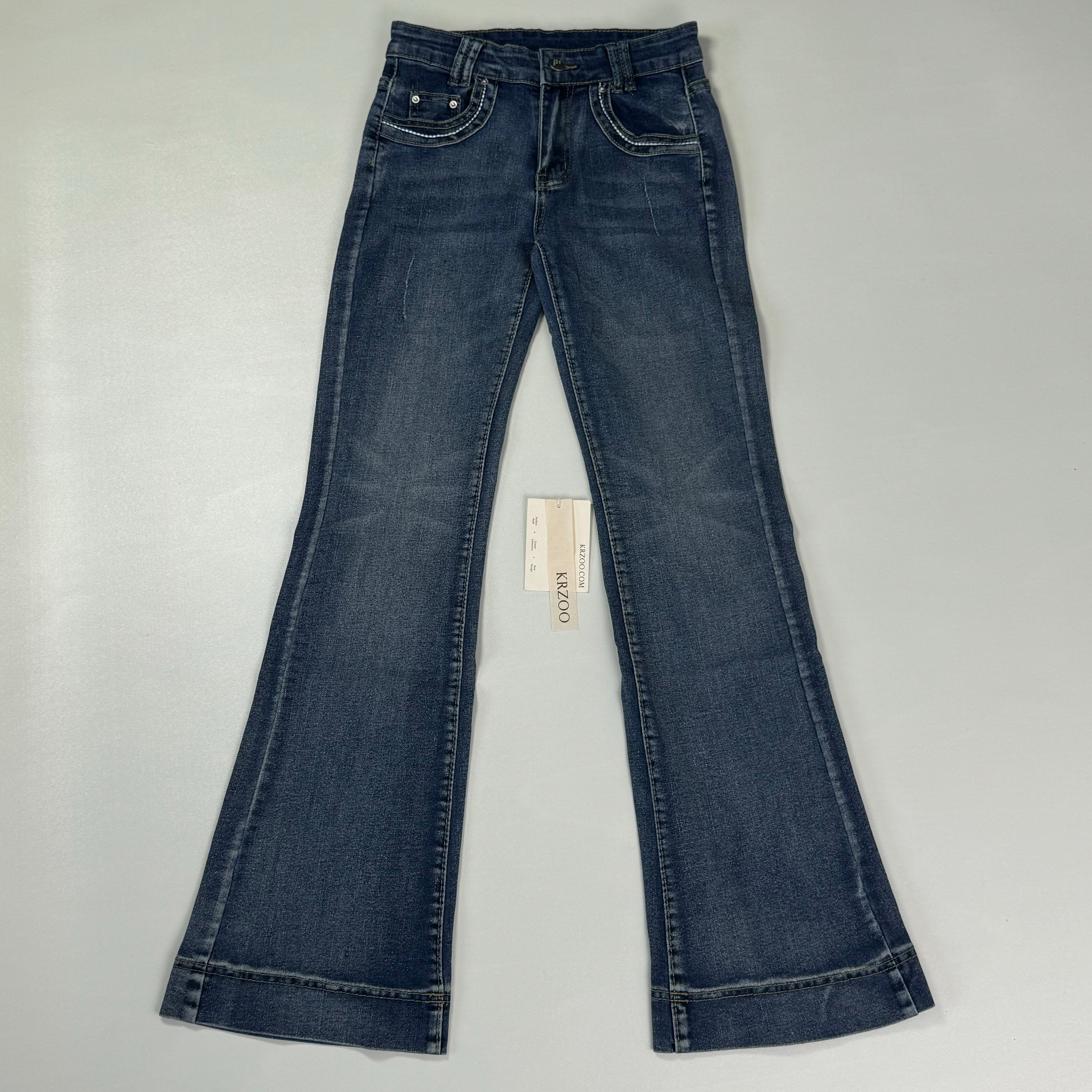 Low-waist high-elasticity flared jeans