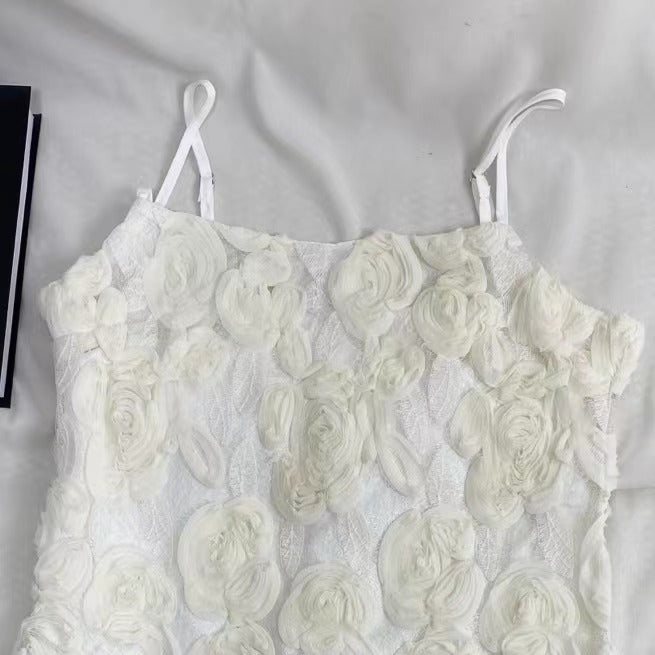 3D Floral Print Strappy Dress