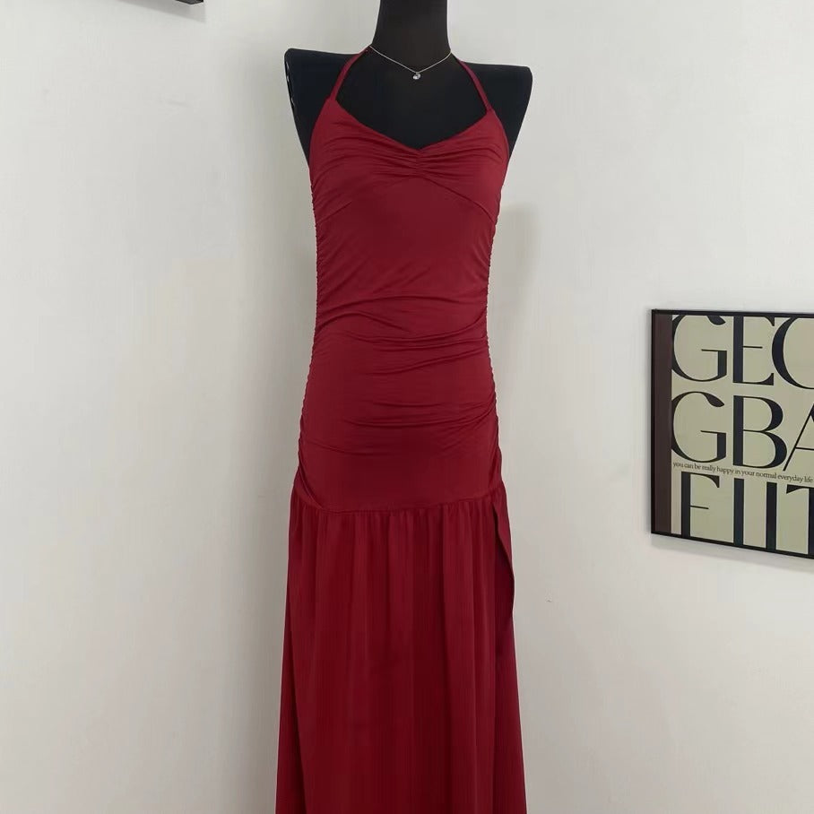 Halter-Neck Dress With Side Slit