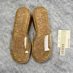 High-heeled wedge transparent flip-flops