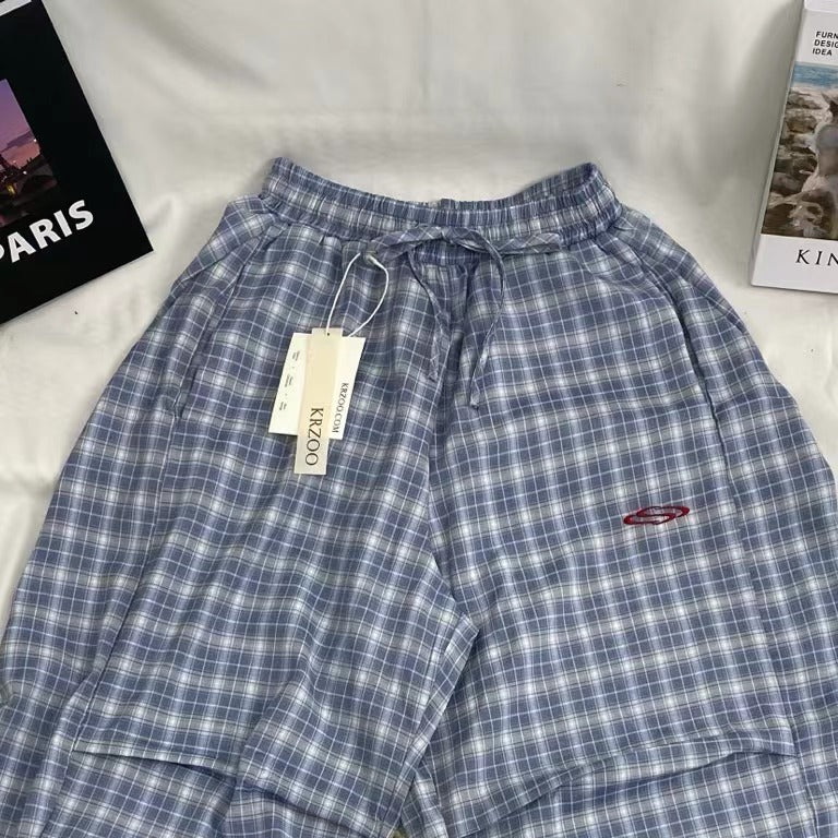 Retro Blue Checkered Pants