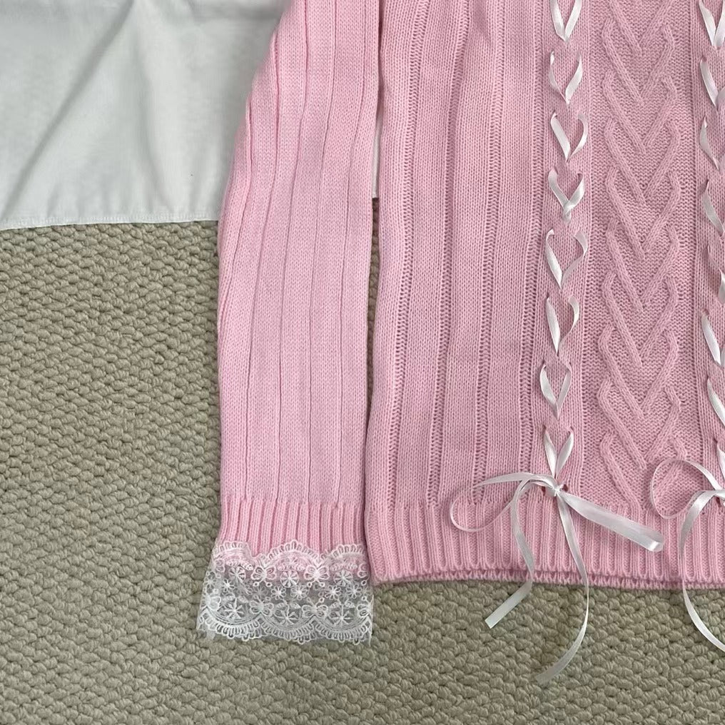 Lace-Trimmed Off-The-Shoulder Sweater