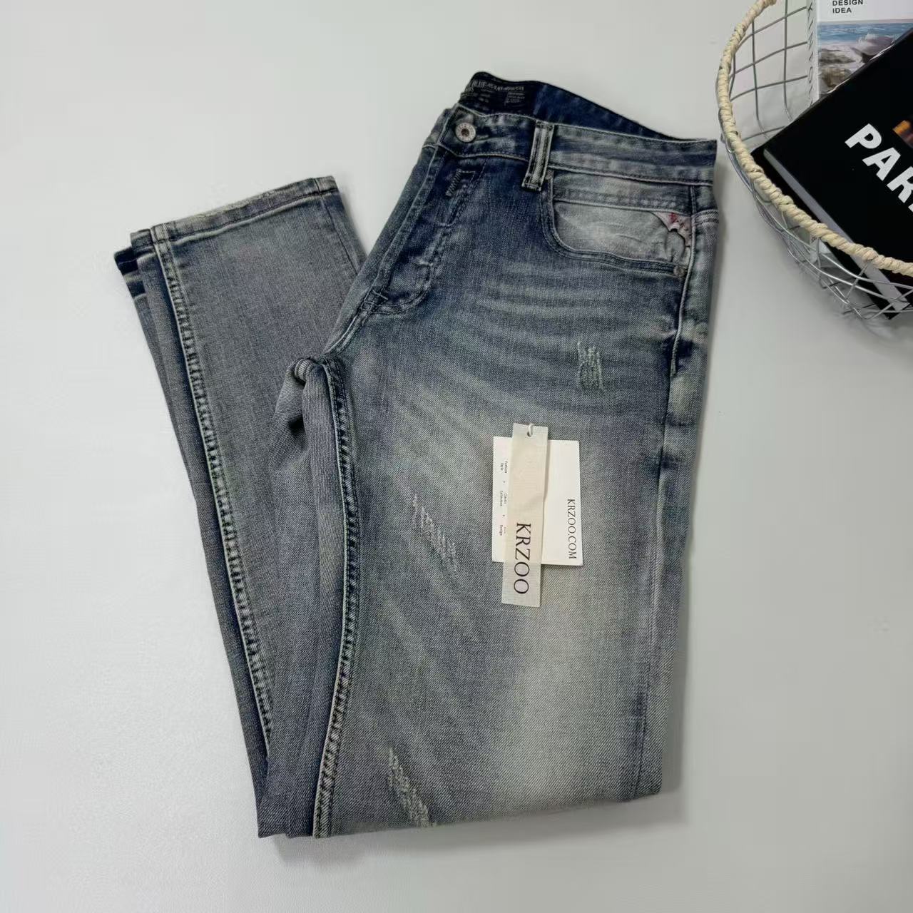 Washable micro-flare stretch slim-fit jeans