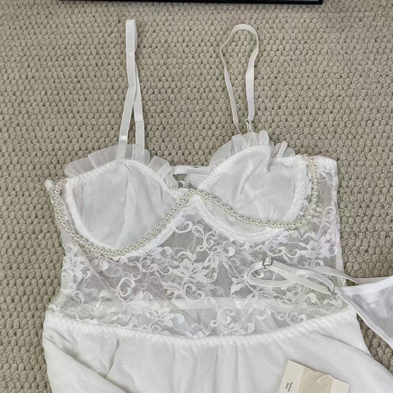 French-style lace halter dress set
