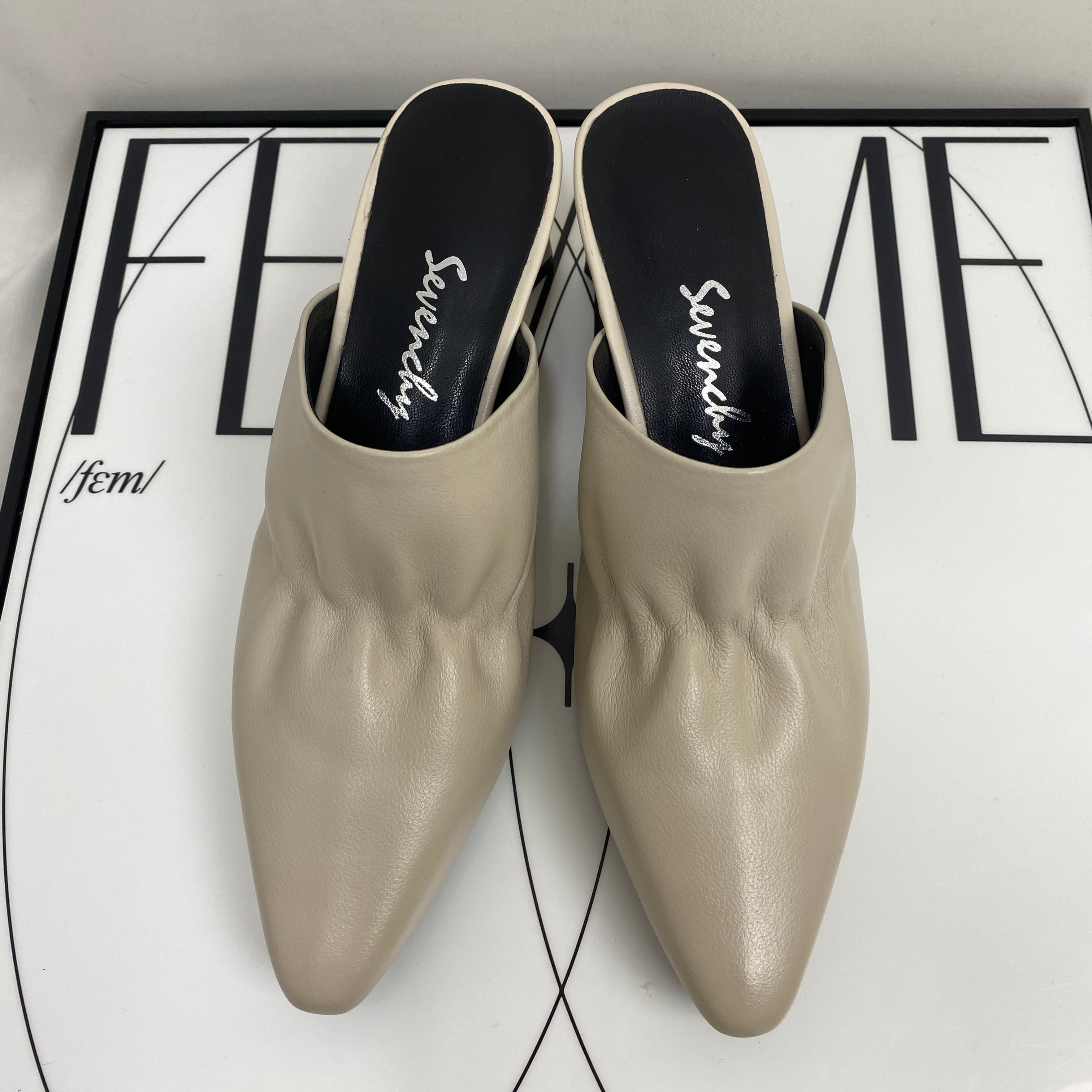 Soft Leather Closed-Toe Slippers