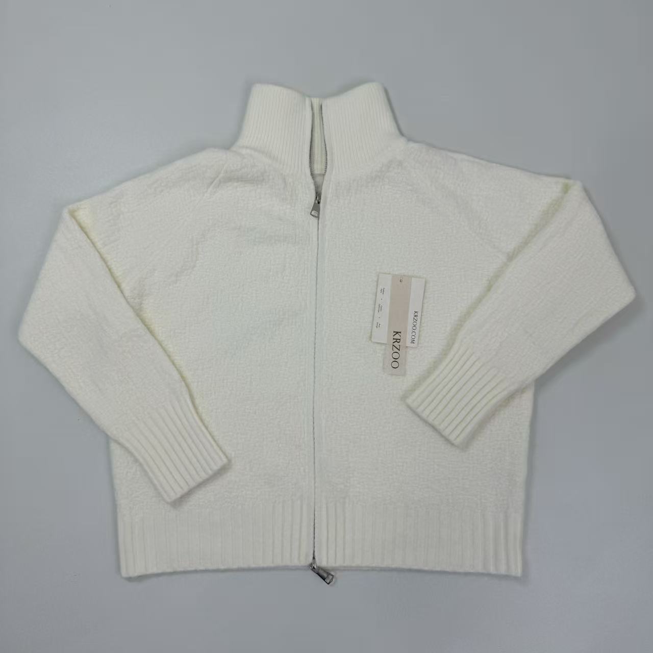 Button-down zipper knitted cardigan top