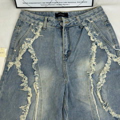 Vintage-styled cat whisker denim shorts