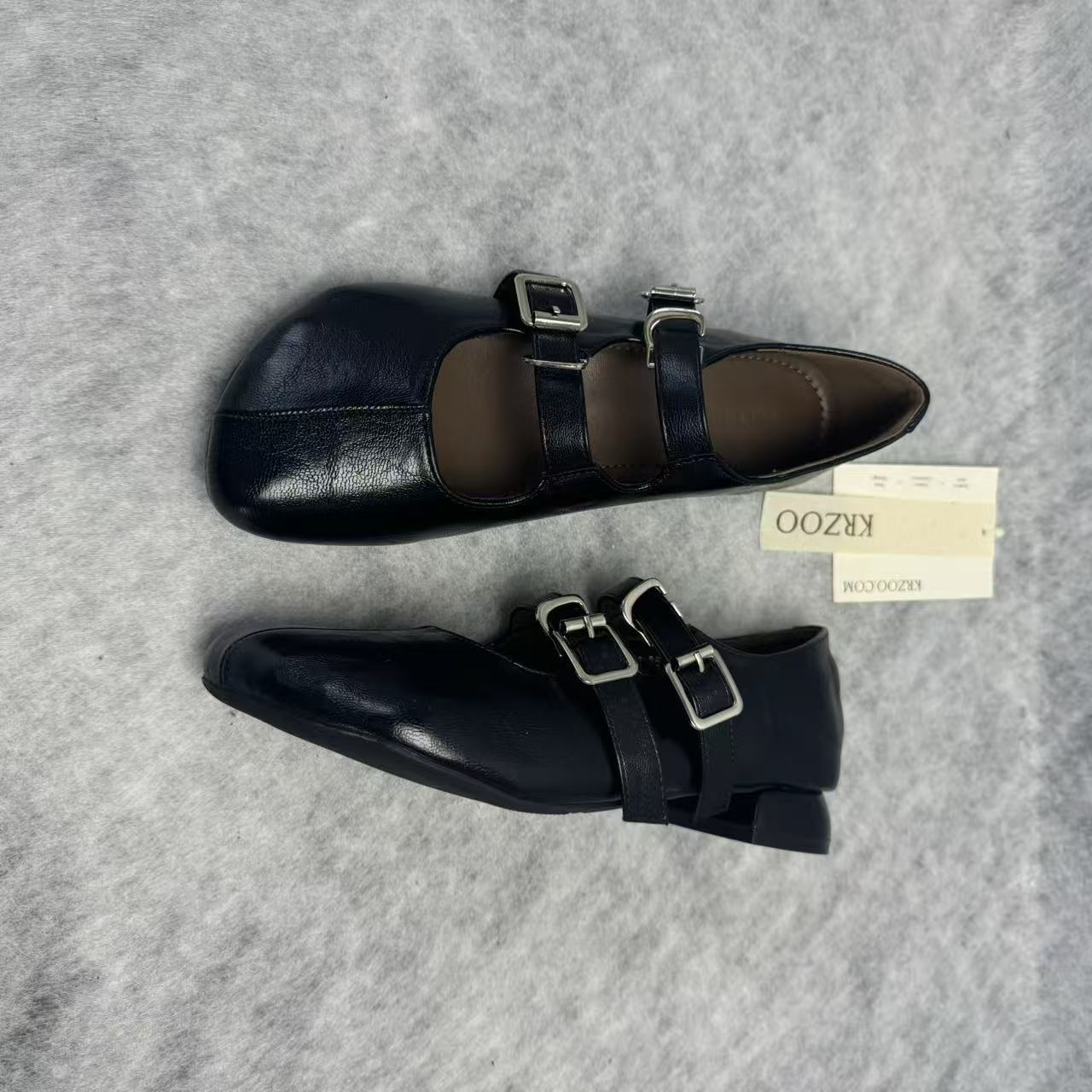 Retro round-toe low-cut shoes