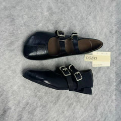 Retro round-toe low-cut shoes