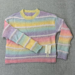 Gradient-colored striped pullover sweater