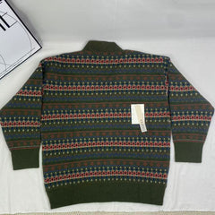 Loose color-matched collar knit cardigan sweater