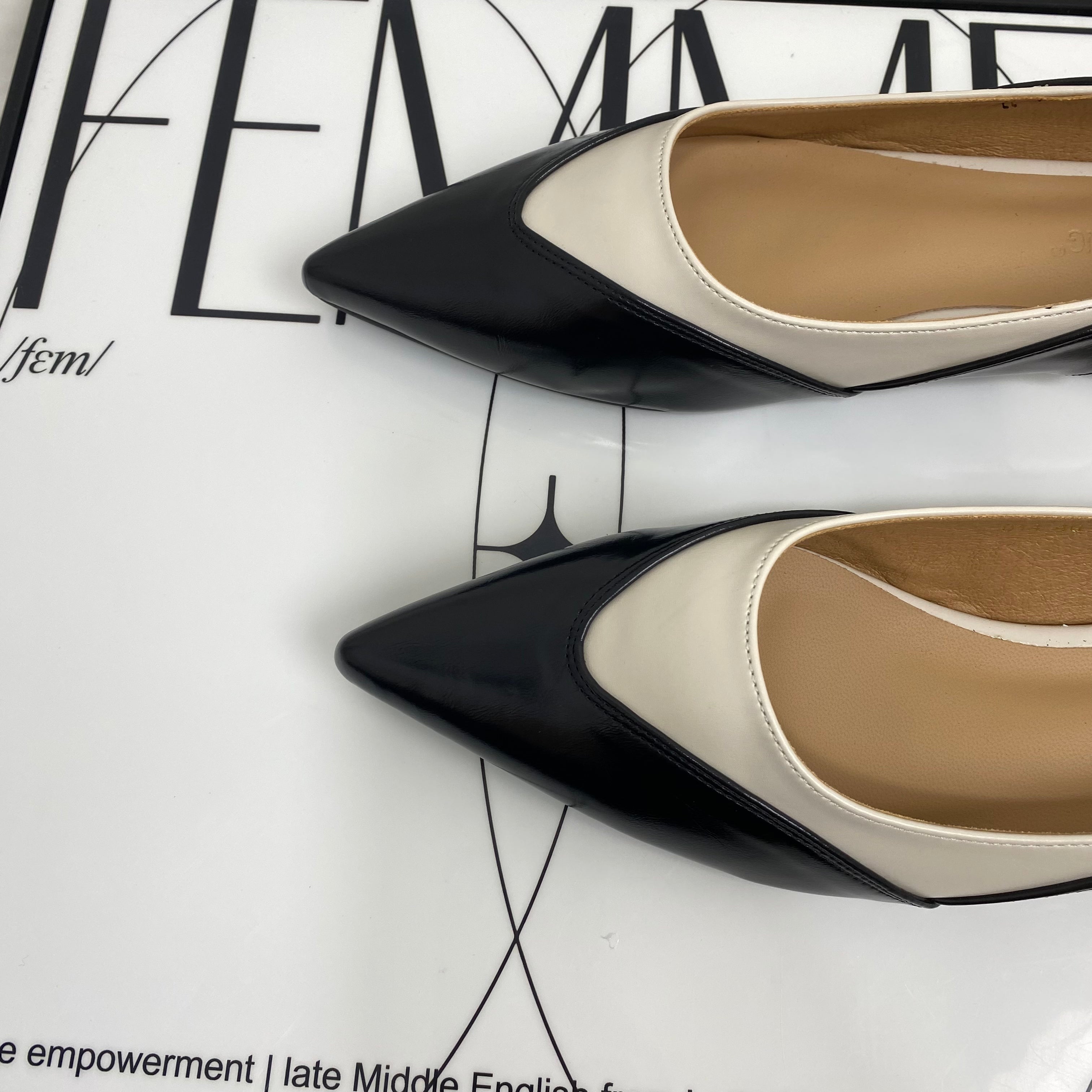 Two-Tone Pointed-Toe Low Heels