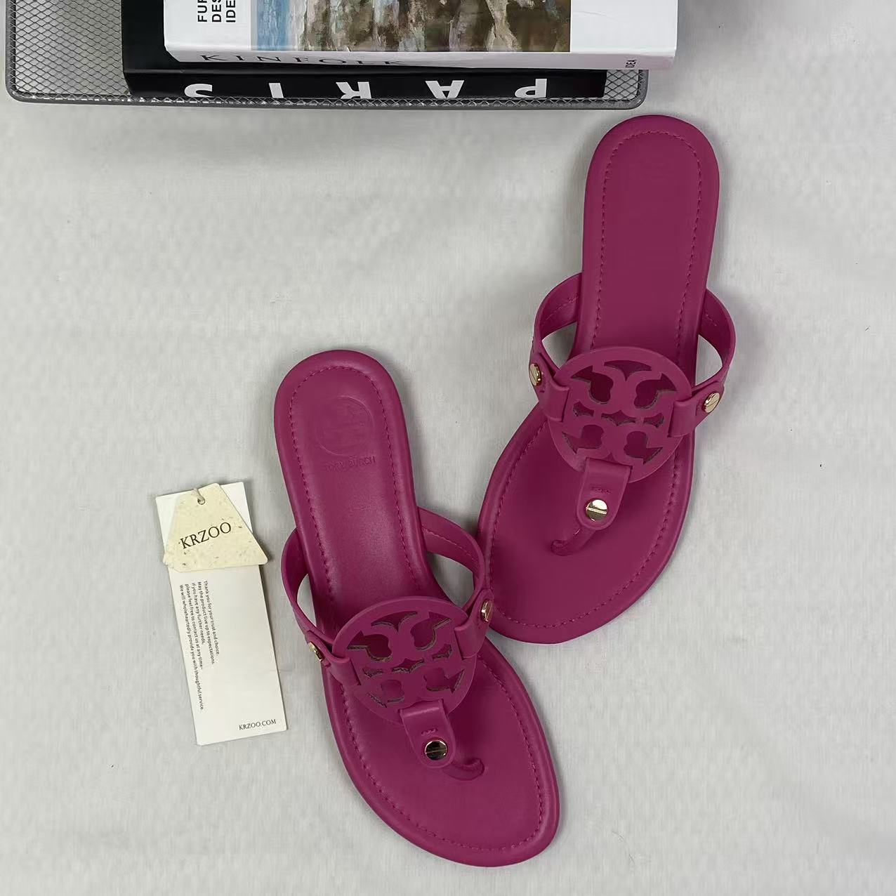 leather slip-on sandals