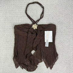 Irregular leaf-shaped sleeveless top with straps