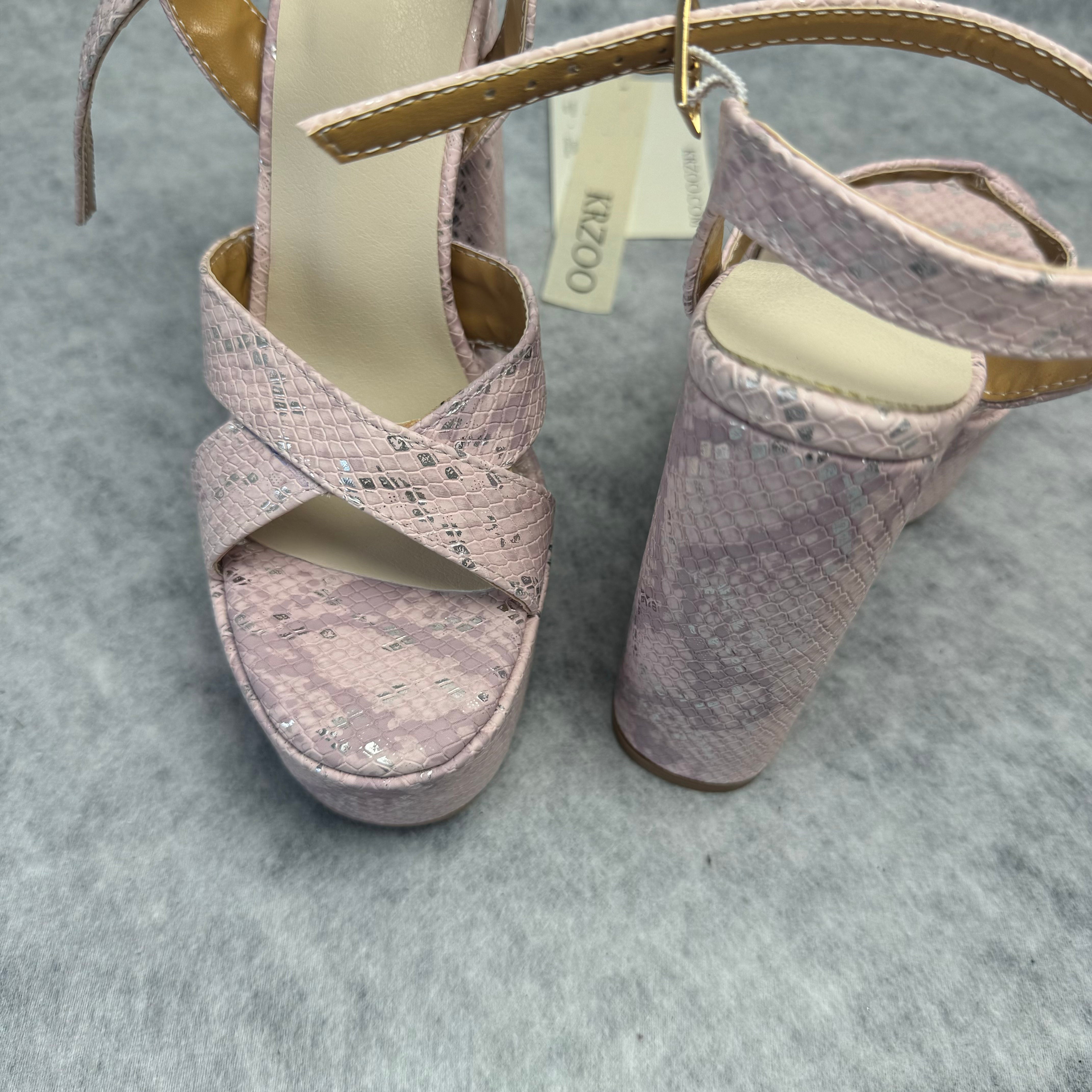 Waterproof platform snake-pattern high heel