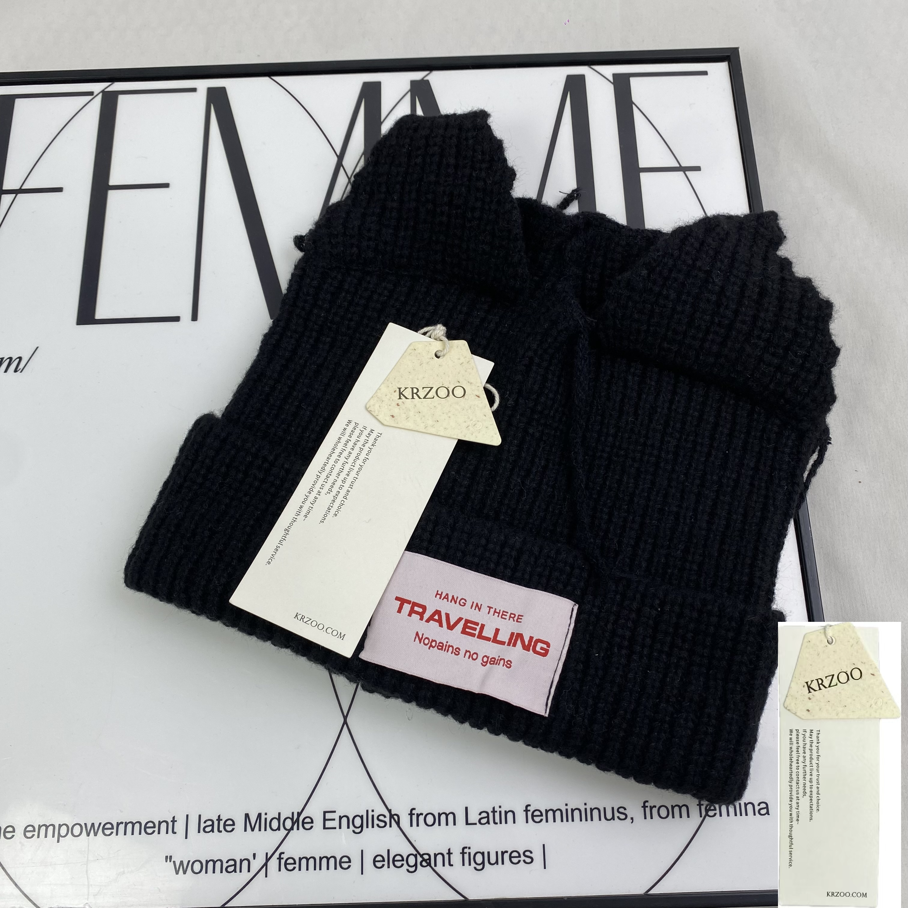 Wool knitted hat with cat and pig ears woolen hat