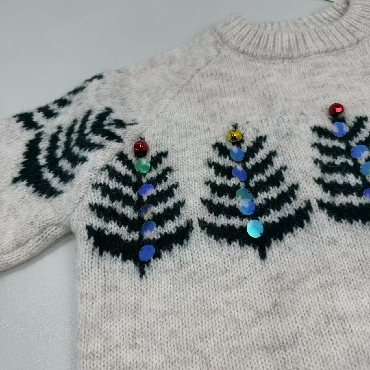 Heavy Industry Christmas Tree Plaid Knitted Sweater