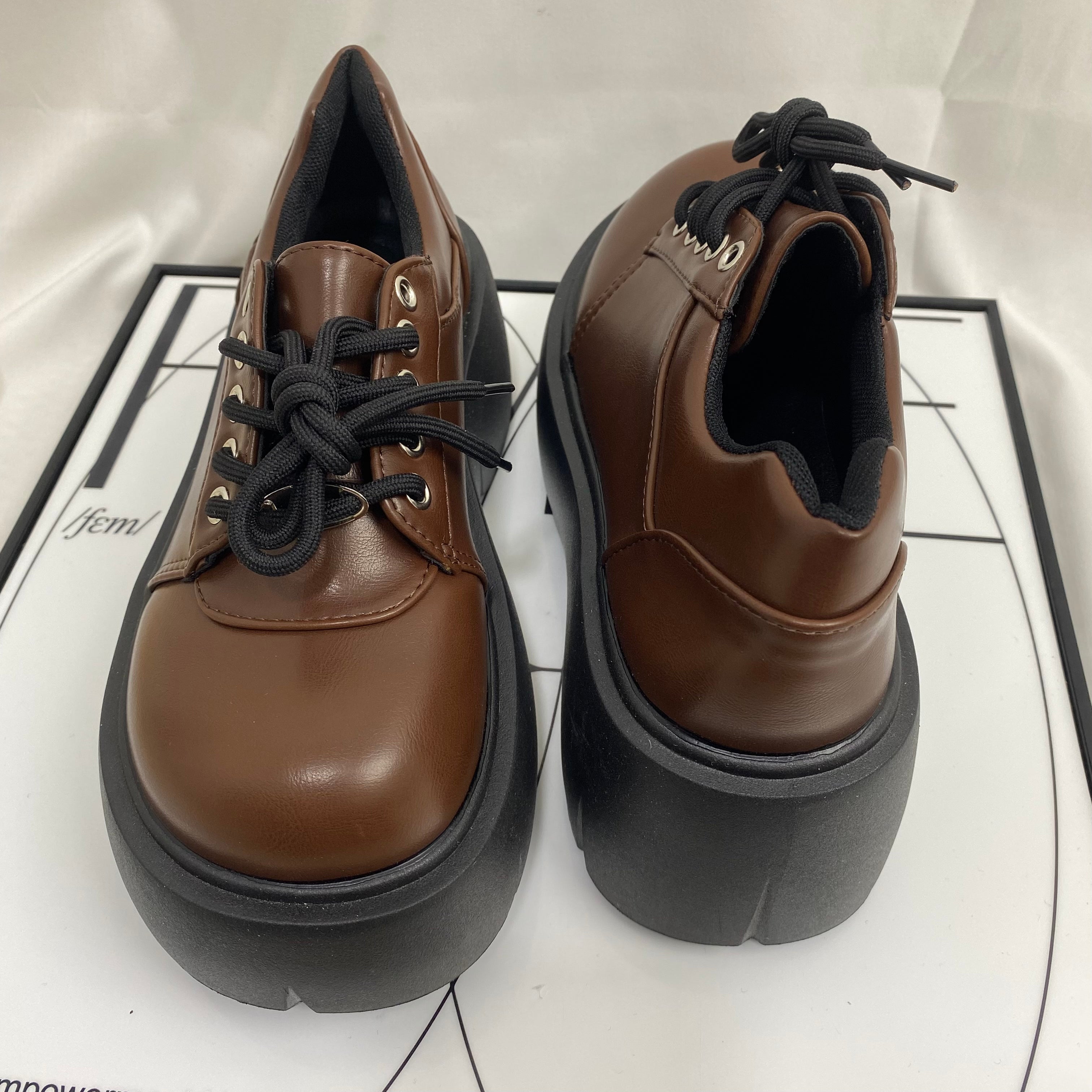 Thick-Soled British-Style Leather Shoes
