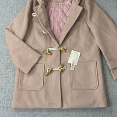 Solid-color double-buttoned woolen coat