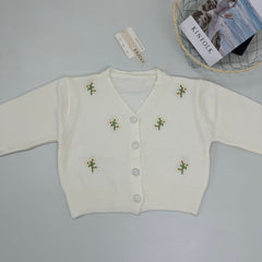 Embroidered short-sleeved sweater coat