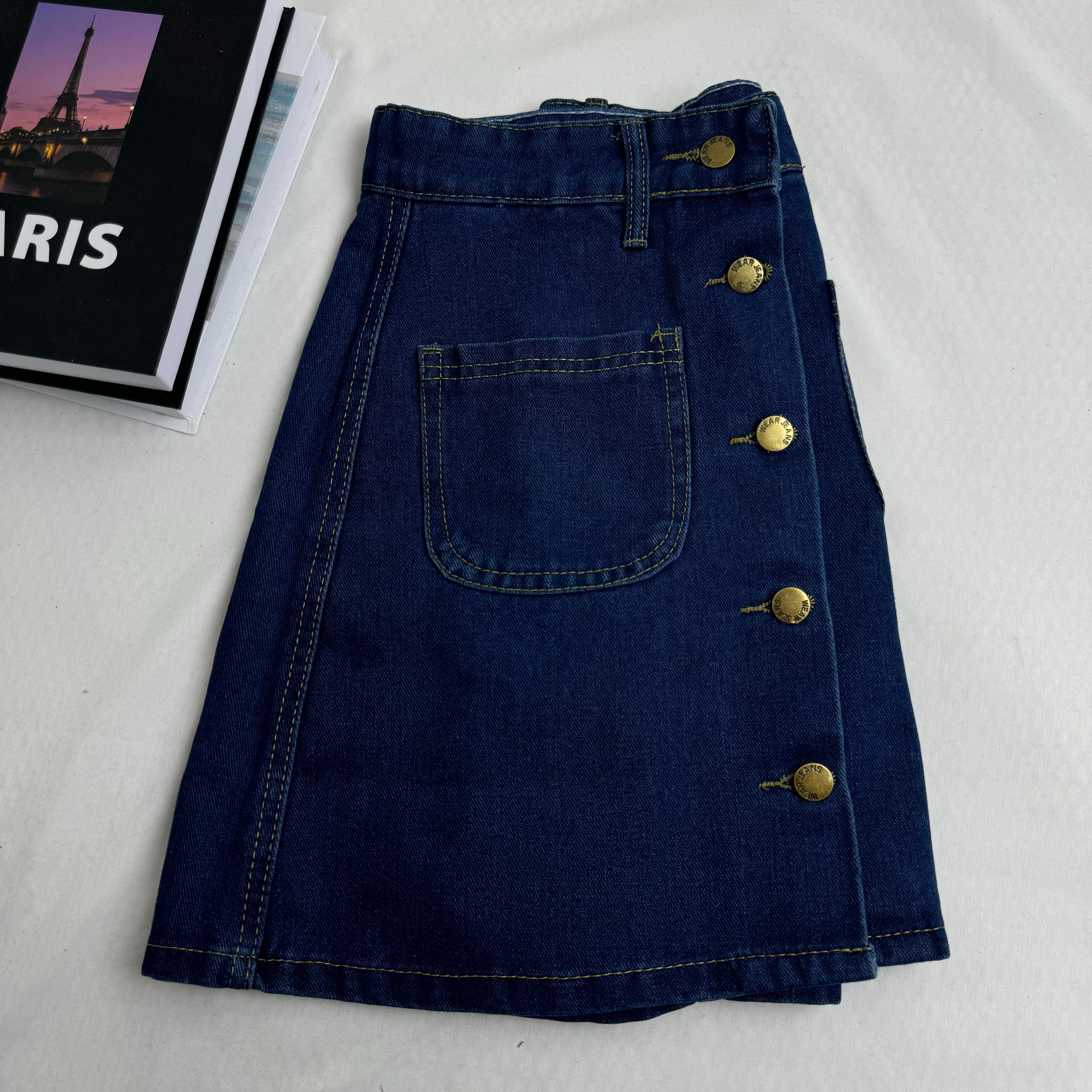 High-Waisted Button-Front Skirt