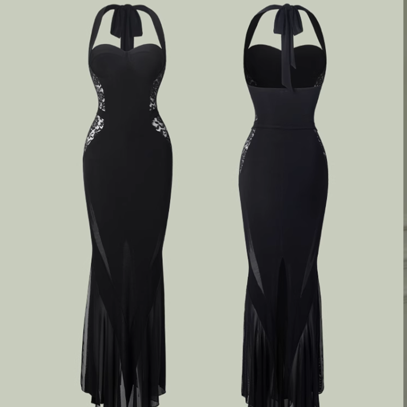 Women's Sleeveless Latin Dance Dress Dance Wear Training Performance Dress