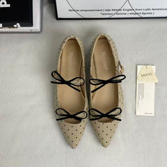 Dot pattern bow-top low-cut shoes