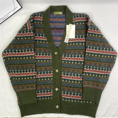 Loose color-matched collar knit cardigan sweater