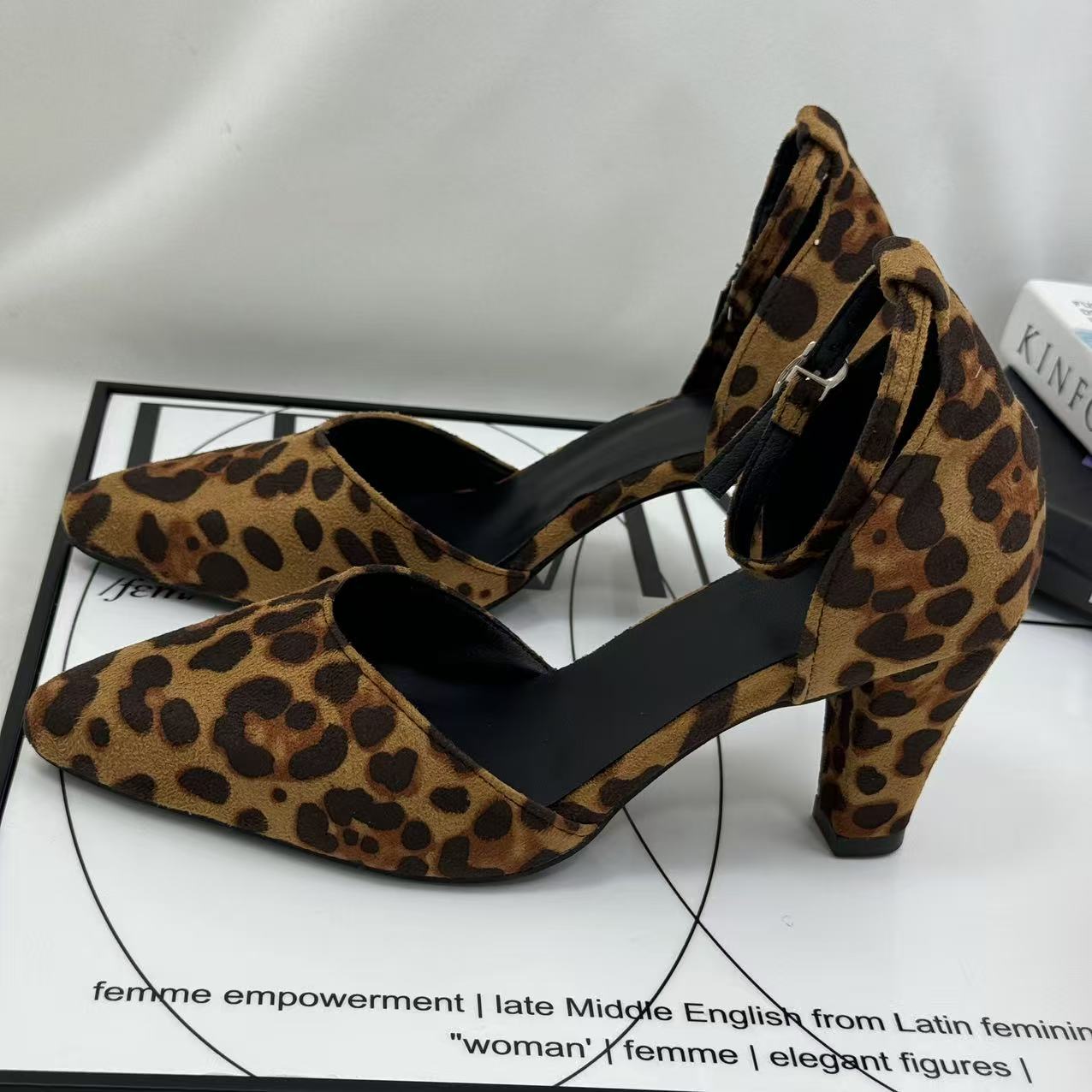 Leopard print suede platform shoes